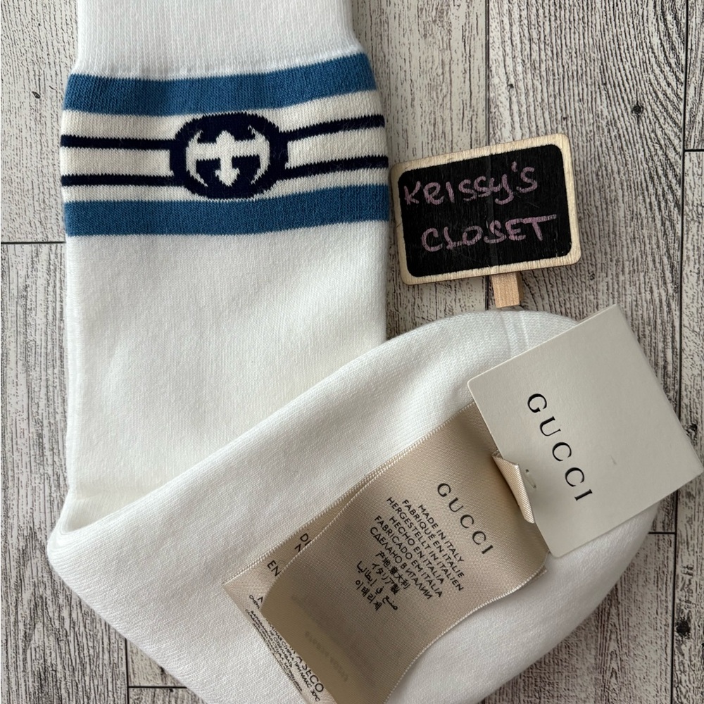 💯 Authentic Gucci GG LOGO INTERLOCKING SOCKS STRETCH COTTON SIZE M 24-26cm 7-9
